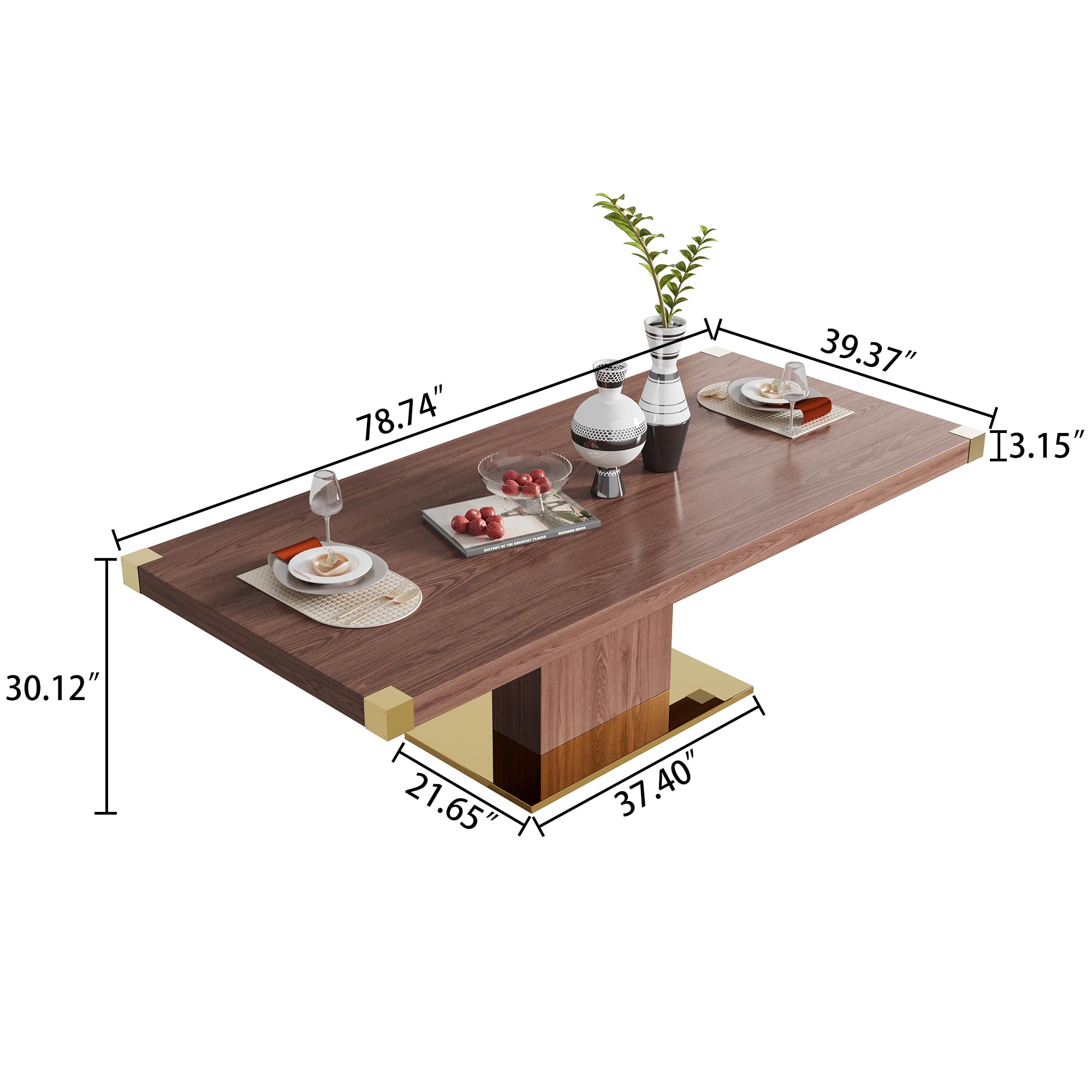Amazon.com - Gnrolaz 79inch Wood Dining Table with MDF Pillar Gold